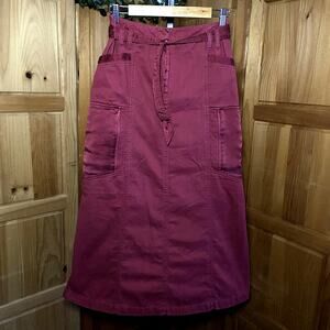 VNTG Cowgirl Americana Monochrome Midi Skirt with Satin Paneling & Stitch Detail